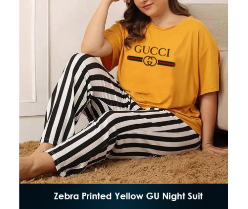 Zebra Printed Yellow GU Night Suit